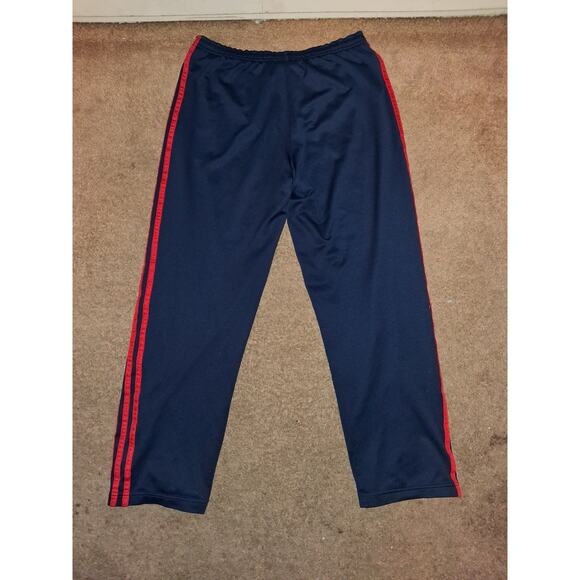 Adidas Classic 3 Stripes Track Pants Navy Blue Red Straight Leg Mens Medium - Picture 2 of 4